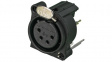 NC4FAV XLR Panel-mount female receptacle, 4 Poles A Vertical/PCB Mounting/Separate Grou