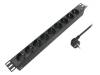 PDU9C03, Сетевой фильтр: защитный; Гнезда:9; 250ВAC; 16А; Цвет: черный; 2м, LOGILINK
