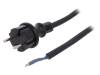 W-97199, Кабель; вилка CEE 7/17 (C),провода; 4м; черный; резина; 2x1,5мм2, PLASTROL