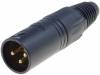 NC3MX-B, Вилка; XLR; "папа"; PIN:3; прямой; на провод; пайка; 3,5?8мм; 16А, Neutrik