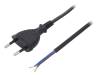 W-98464, Кабель; вилка CEE 7/16 (C),провода; 1м; черный; ПВХ; 2x0,75мм2, PLASTROL