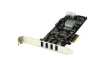 PEXUSB3S42V PCI Express USB-A Card Adapter with SATA and LP4 Power, 4x USB 3.0, PCI-E x4