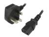 KAB-UK-P3-1.5-BK, Кабель; BS 1363 (G) вилка, IEC C13 "мама"; 1,5м; черный; ПВХ; 5А, ESPE