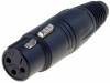 NC3FX-B, Вилка; XLR; "мама"; PIN:3; прямой; на провод; пайка; 3,5?8мм; 16А, Neutrik