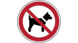 824530 ISO Safety Sign - No Dogs, Round, Black / Red on White, Polyester, 1pcs