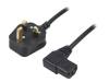 SN24-3/07/1.5BK, Кабель; BS 1363 (G) вилка, IEC C13 "мама" 90°; 1,5м; черный; ПВХ, LIAN DUNG