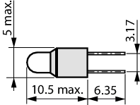 T1 BP 3,17 5V 60MA, Signal filament bulb Bi-Pin 3.17 5 VAC/DC, -