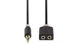 CABP22100AT02 Stereo Audio Cable 3.5 mm Jack Plug - 2x 3.5 mm Jack Socket 200mm