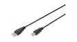 AK-300102-018-S Cable USB-A Plug - USB-B Plug 1.8m Black