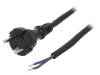 W-97192, Кабель; вилка CEE 7/17 (C),провода; 2м; черный; резина; 2x1,5мм2, PLASTROL