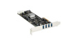 PEXUSB3S44V PCI Express USB-A Card Adapter with SATA and LP4 Power, 4x USB 3.0, PCI-E x4