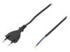 W-97142, Кабель; вилка CEE 7/16 (C),провода; 5м; черный; ПВХ; 2x0,5мм2, PLASTROL