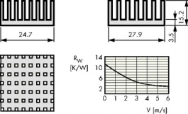 ICK PGA 11 X 11, Радиатор: штампованный; черный; L:24,76мм; W:27,95мм; H:15,24мм, Fischer Elektronik