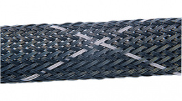 HEGPV0X40 PBT BKIDWH 50, Flame retardant Braided cable sleeving Black with White Thre, HellermannTyton