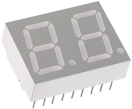 HDSP-523G, Дисплей: LED; 7-сегментный; 14,22мм; зеленый; 2,28-5,13мкд; катод, Broadcom (Avago)