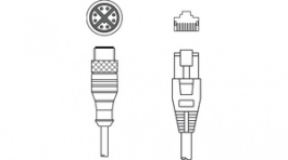 KSS ET-M12-8A-RJ45-A-P7-050, Interconnection cable,5 m,M12 / 8-pole, LEUZE ELECTRONIC