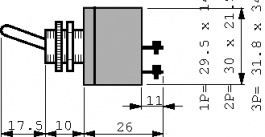 637H/2-5, Промышленные тумблеры (вкл.)-выкл.-(вкл.) 1PРычаг 40 mm, APEM