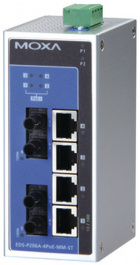 EDS-P206A-4POE-MM-ST-T, Switch 4x 10/100 PoE 2x 100FX ST/MM -, Moxa