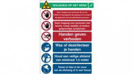 RND 605-00189, COVID-19 Reception, Safety Sign, Dutch, 262x371mm, 1pcs, Brady