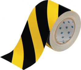 104377, Floor Marking Tape Black / Yellow 101.6 mmx30 m, Brady