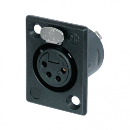 NC4FP-BAG-1, XLR Panel-mount female receptacle 4 Poles P Soldering Connection Black, Neutrik