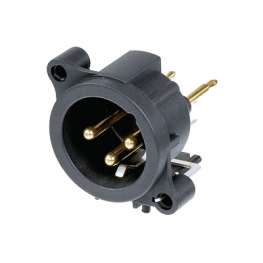 NC3MAV, XLR Panel-mount male receptacle 3 A Vertical / PCB Mounting, Neutrik
