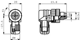 RSCW 3/7, Кабельный соединитель, M12, 3-штырьковый Число полюсов 3, Lumberg Automation (Belden brand)