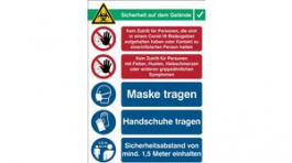 RND 605-00200, COVID-19 Reception, Safety Sign, German, 262x371mm, 1pcs, Brady
