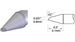 UFC-7HF5108S, Soldering Tip Hoof, Micro 0.8mm, Metcal
