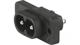 6160.0013, IEC Appliance Inlet C8 Solder 2.5 A/250 VAC Black Panel Mount, Schurter