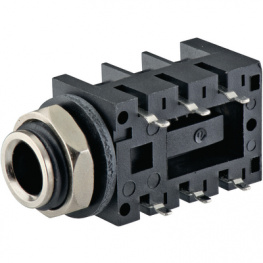 ACJS-MHDR, Jack socket panel-mount, 6.35 mm Black 3 Poles, Amphenol