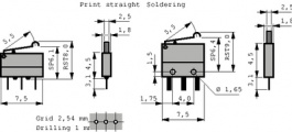 AV4004J, Micro switch 0.55 ADC Plunger Snap-action switch 1 change-over (CO), Panasonic