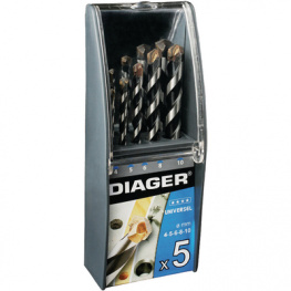 215B, Universal drills with straight shank, 5 pieces, Diager