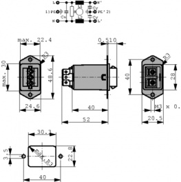 5003.1321.1, Power inlet with filter 10 A 125 VDC, Schurter