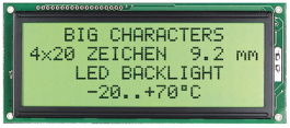 EA W204-NLED, Dot matrix LCD display 4.75 mm 4 x 20, Electronic Assembly