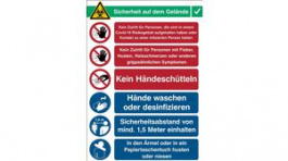 RND 605-00191, COVID-19 Reception, Safety Sign, German, 262x371mm, 1pcs, Brady