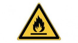 829428, ISO Safety Sign - Warning, Flammable Materials, Triangular, Black on Yellow, Polyester, 1pcs, Brady