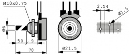 T-21AHM0607104A, Потенциометр линейный 100 kΩ ± 20 %, Piher