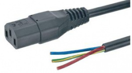 RND 465-00960, Mains Cable IEC 60320 C13 - Open End Connector 2.5m Black, RND Connect