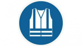RND 605-00164, High Visibility Vest Sign, Mandatory Action, Round, White on Blue, Plastic, 1pcs, RND Lab