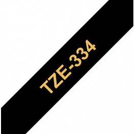 TZE-334, Label Tape 12 mm Gold on Black 8 m, Brother