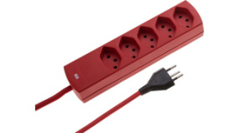114992, Outlet strip, 5xJ (T13), red, Max Hauri