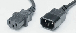 SZ3/ST3-10B, Extension cable, 2P+ PE C14-Plug C13-Socket 1 m, -