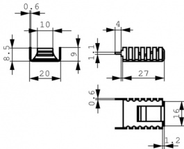 FK 245 MI 247 H, Радиатор: штампованный; U; натуральный; L: 27мм; W: 20мм; H: 9мм, Fischer Elektronik