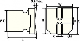 25SVPD82M, Capacitor, SMD 82 uF 25 VDC, Panasonic