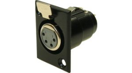 FC6121, Гнездо; XLR; "мама"; PIN:4; с кнопкой; на панель, винтами; пайка, Cliff