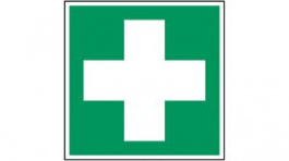814597, ISO Safety Sign - First Aid, Square, White on Green, Polyester, 1pcs, Brady