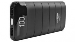 1700-0092, Powerbank 12.8 LCD 12Ah 2.4A 2x USB-A Socket Black, Ansmann