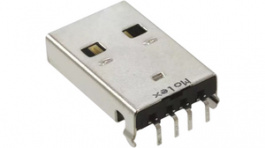 48037-0001, Вилка; USB A; на PCB; THT; PIN:4; угловой 90°; экранированный, Molex