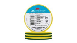 165YG1E, Electrical Tape, Temflex 165, PVC, 15mm x 10m, Green / Yellow, 3M